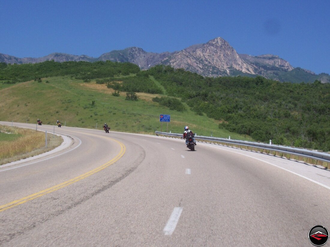 motorcycles riding over Trappers Loop Road between Mountain Green and Huntsville utah