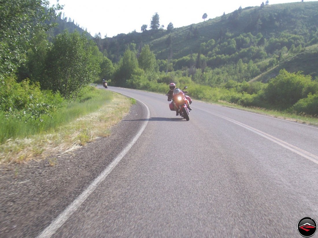 Motorcycles riding down Tin Cup Canyon near Freedom, Idaho