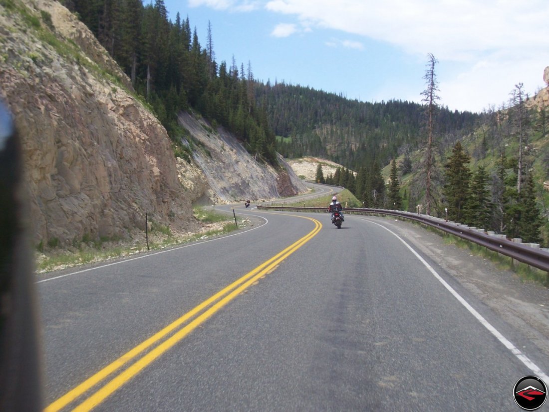 Lots of corners next to a cliff on Chief Joseph Scenic Byway