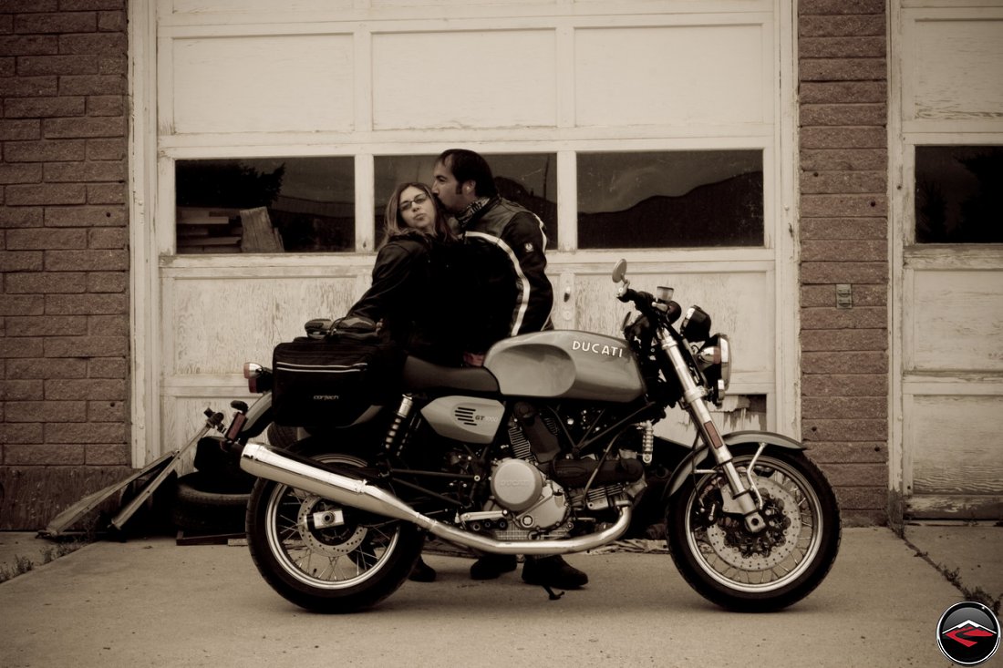 vintage ducati motorcycle photo Eric and Dawn