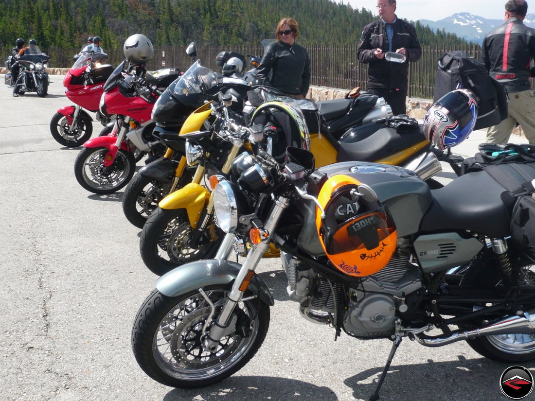 Motorcycles parked at the top of Chief Joseph Scenic Byway