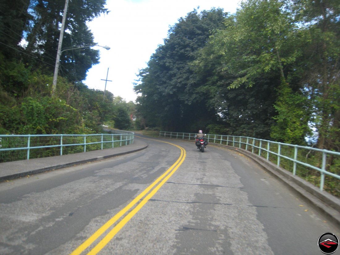 Riding motorcycles through Astoria, Oregon
