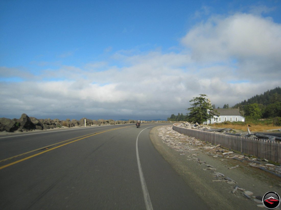 Riding motorcycles along the Washington Coast near Chinook, Washington