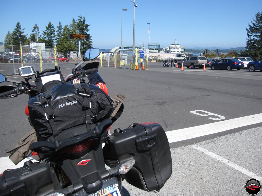 Motorcycle in queue for ferry at Anacortes