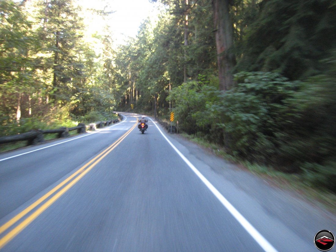 Riding a motorcycle on Whidbey Island Scenic Way