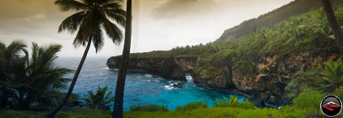 pretty ocean cove with pristine blue water