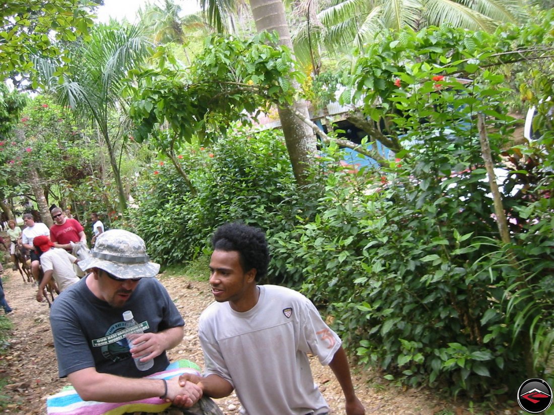 Shaking hands with dominican republic man