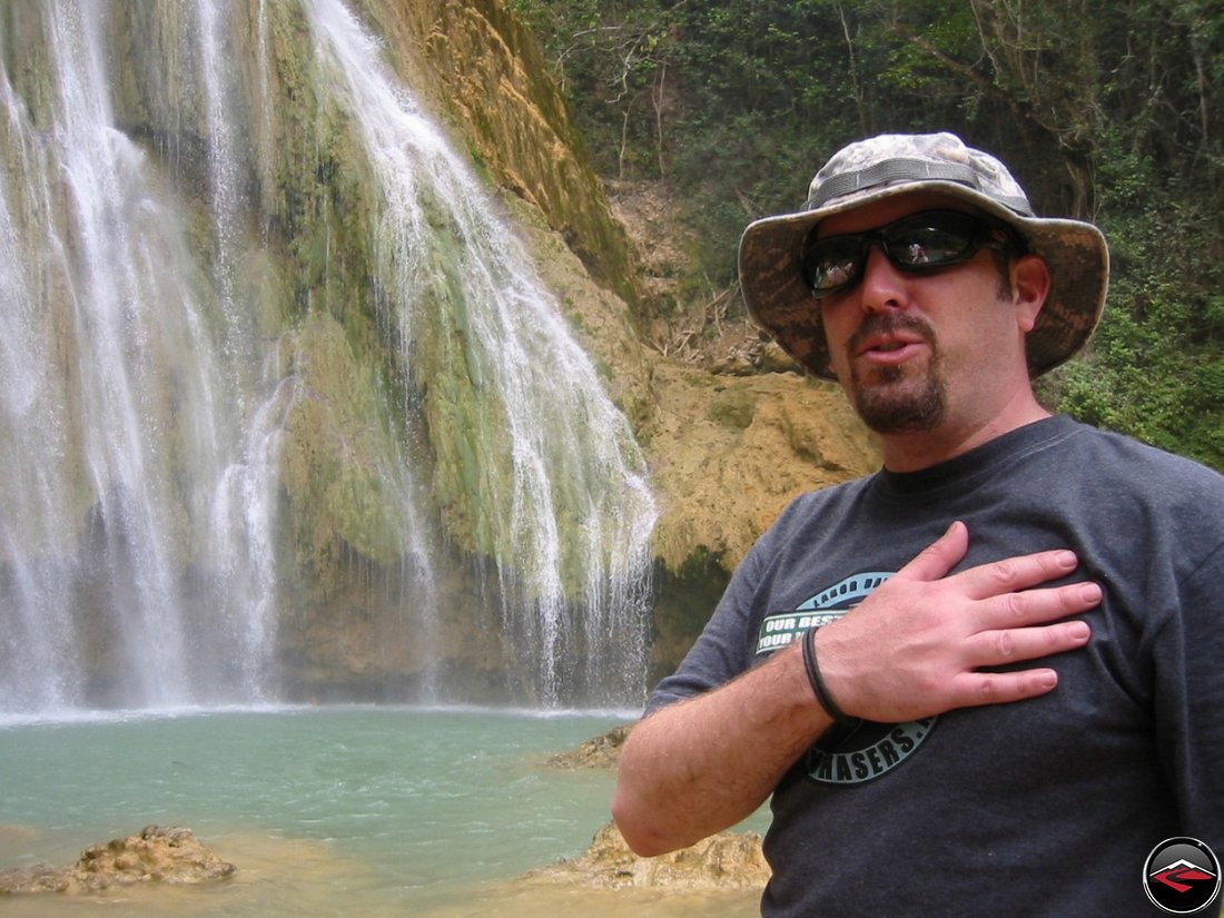 Man standing in front of Cascada El Limon Dominican Republic