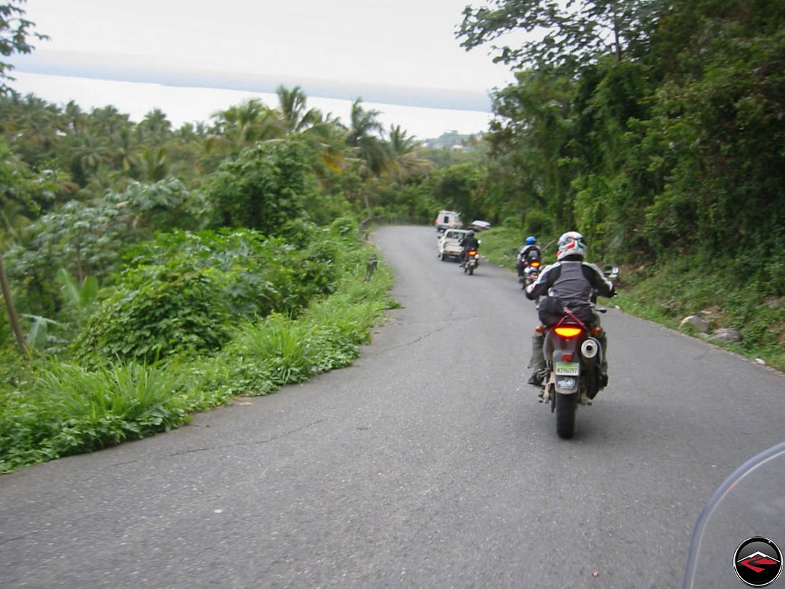 motocycles riding down the side of the mountain into El Limon Samana Dominican Republic