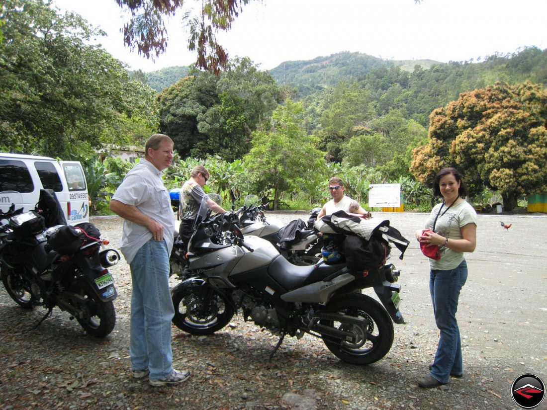 motorcycles in the Salto Jimenoa parking lot