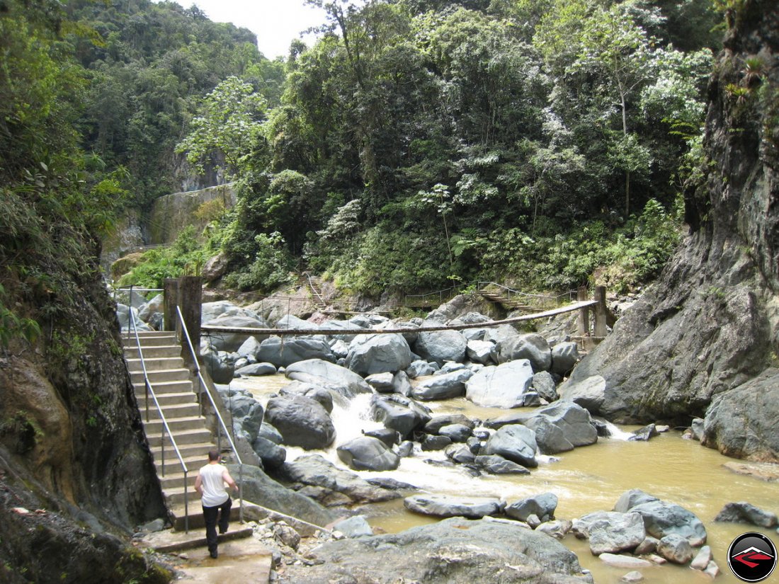 Concrete stairs and suspension bridges made by hand