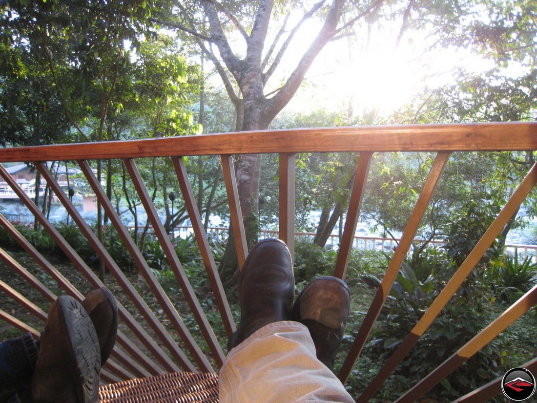 Motorcycle boots at a Carribean sunrise