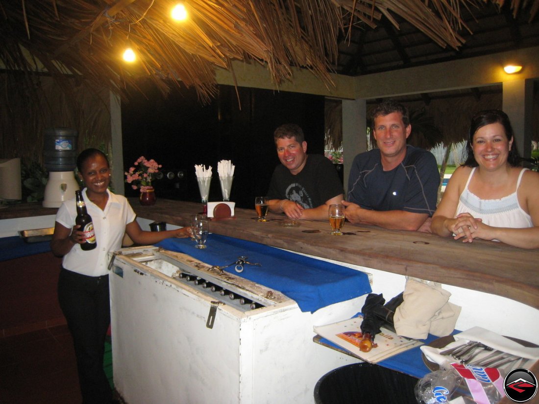 Drinking beer at a Caribbean Teak Bar