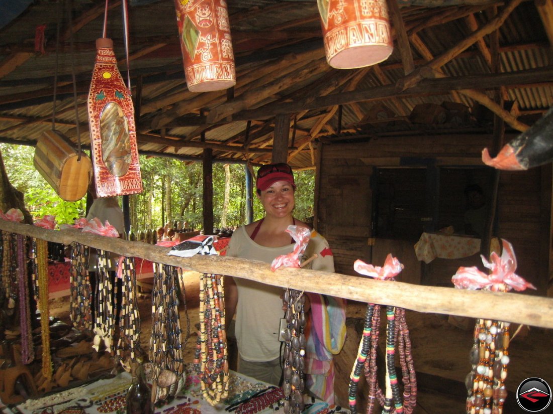 Kris shopping for Larimar jewelry at Cascada El Limon Dominican Republic