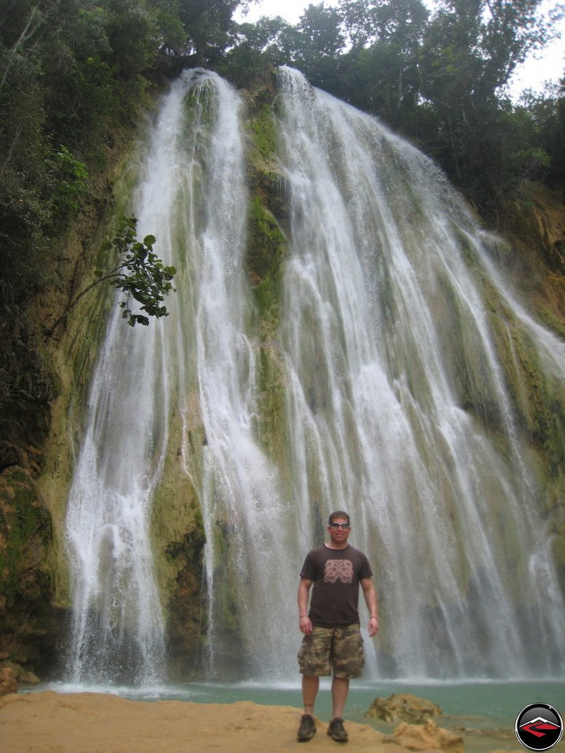 man standing in front of the Cascada El Limon Dominican Republic