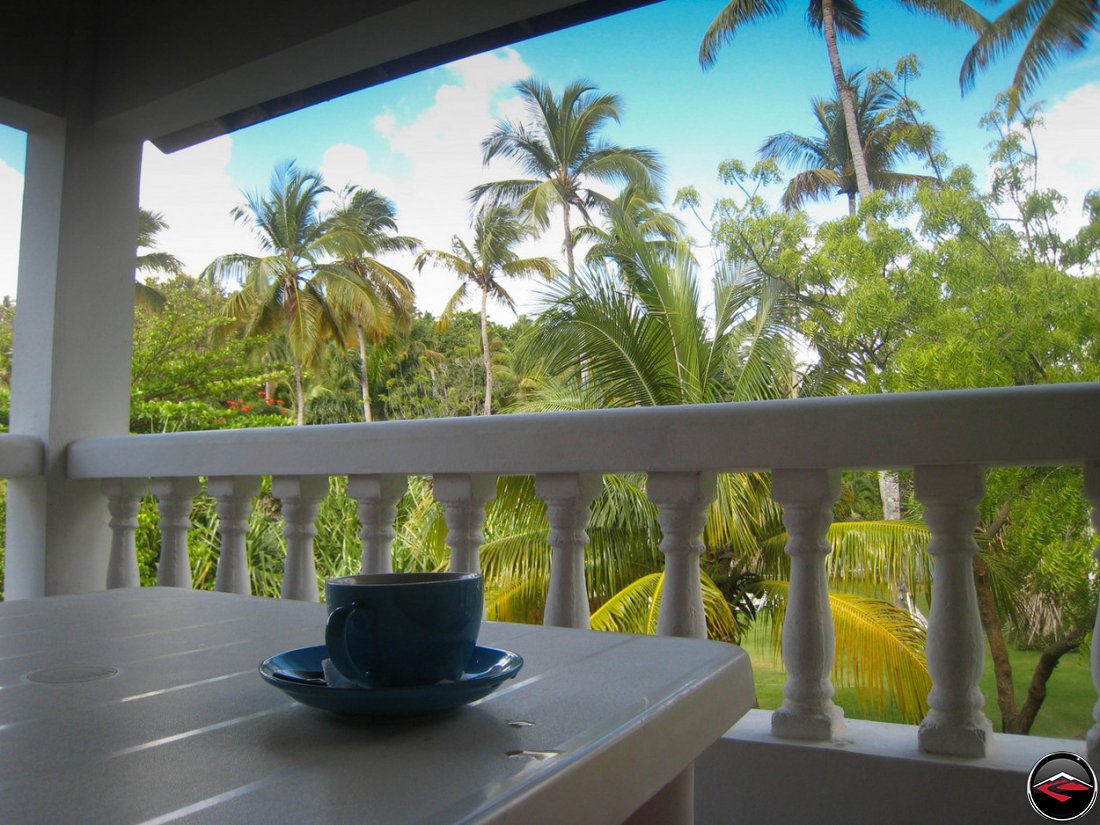 morning coffee in La Tambora Beach Resort