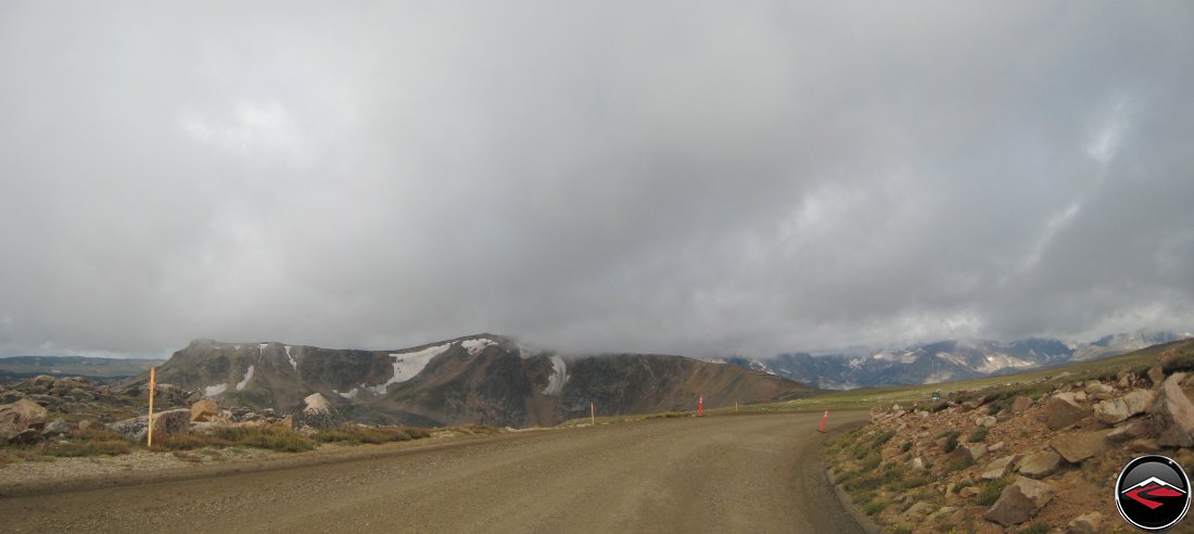 Two Ducati Multistrada Motorcycles on top of Bear Tooth Pass