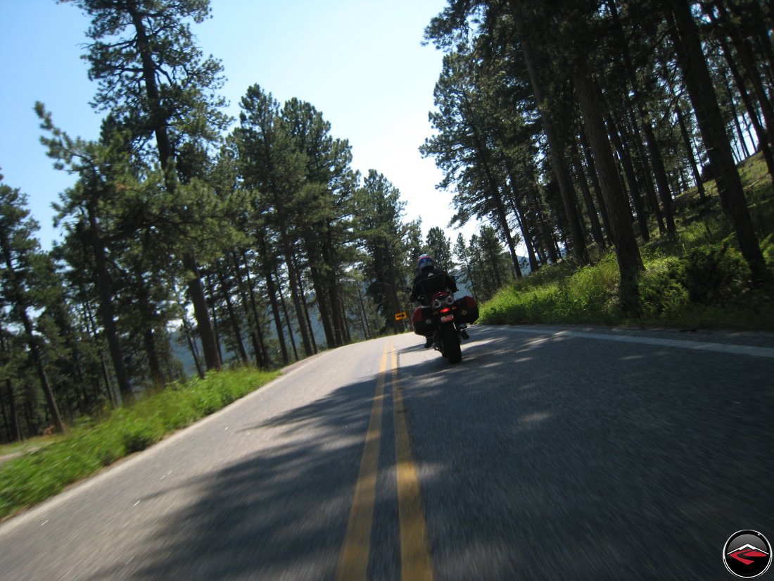 Riding a Ducati Multistrada Motorcycle on the Norbeck Scenic Byway in the Black Hills of South Dakota