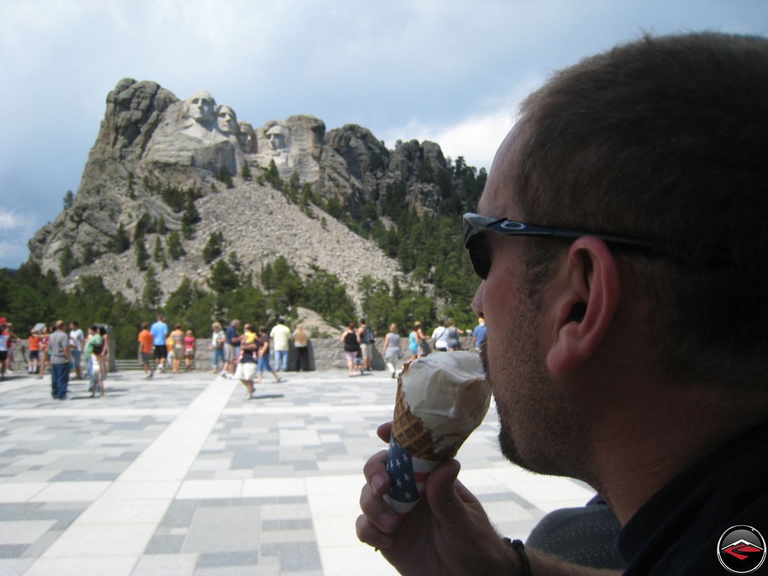 Eating an Ice Cream Cone while visiting Mount Rushmore National Monument
