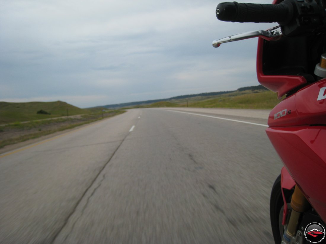 Crossing wyoming on a Ducati Multistrada motorcycle