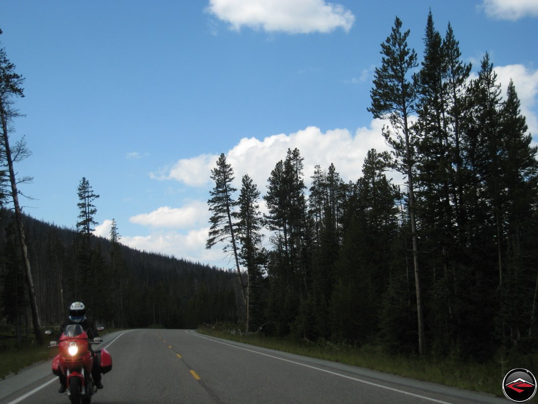 Dcuati Multistrada riding through Yellowstone National Park