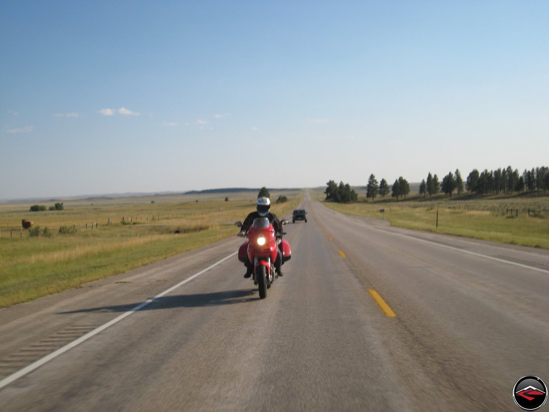 Ducati Multistrada riding near Devils Tower in Wyoming
