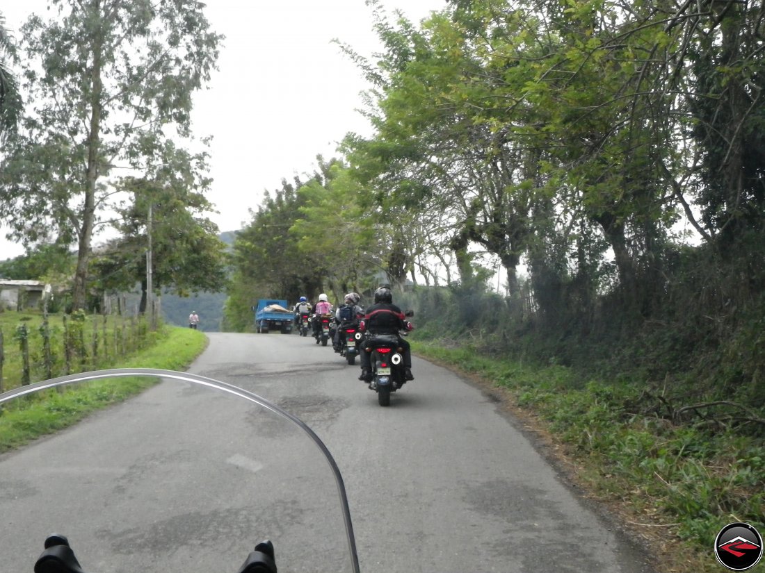 Robert, on a Suzuki V-Strom 650 reluctant to pass a very slow moving truck while on an empty, quiet road