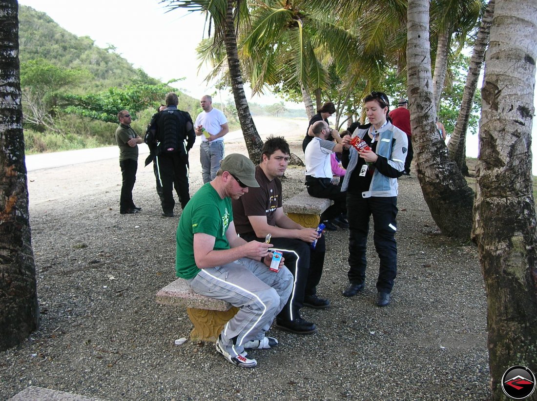 Motorcyclists stopping for a snack along Highway 5 on the North Coast of the Dominican Republic