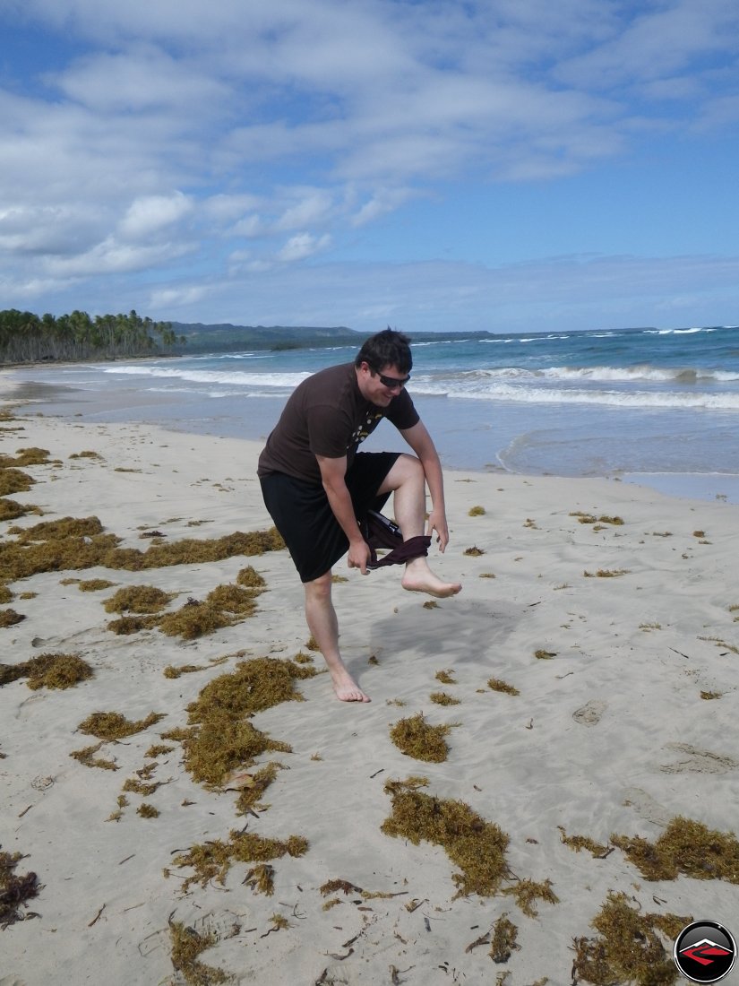 Man takes off his underwear while leaving his shorts on in whats known as the peel and squeal