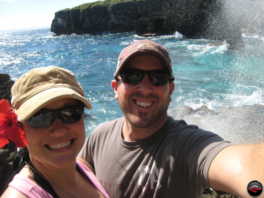 Cuddling near the dragon water spout on the caribbean island of dominican republic