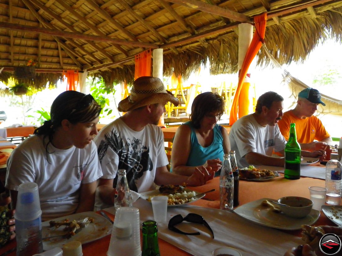eating lunch in a caribbean villa on the beach Playa Rincon Dominican Republic