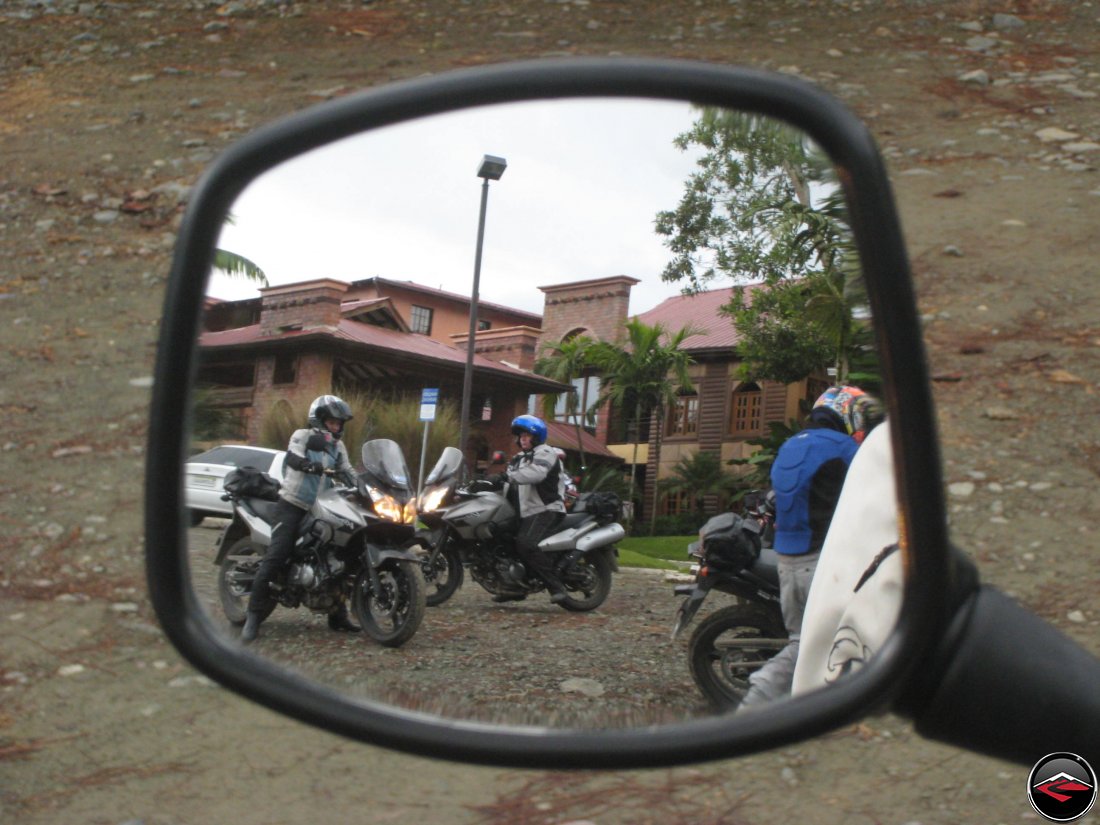 motorcycles in the rear-view mirror