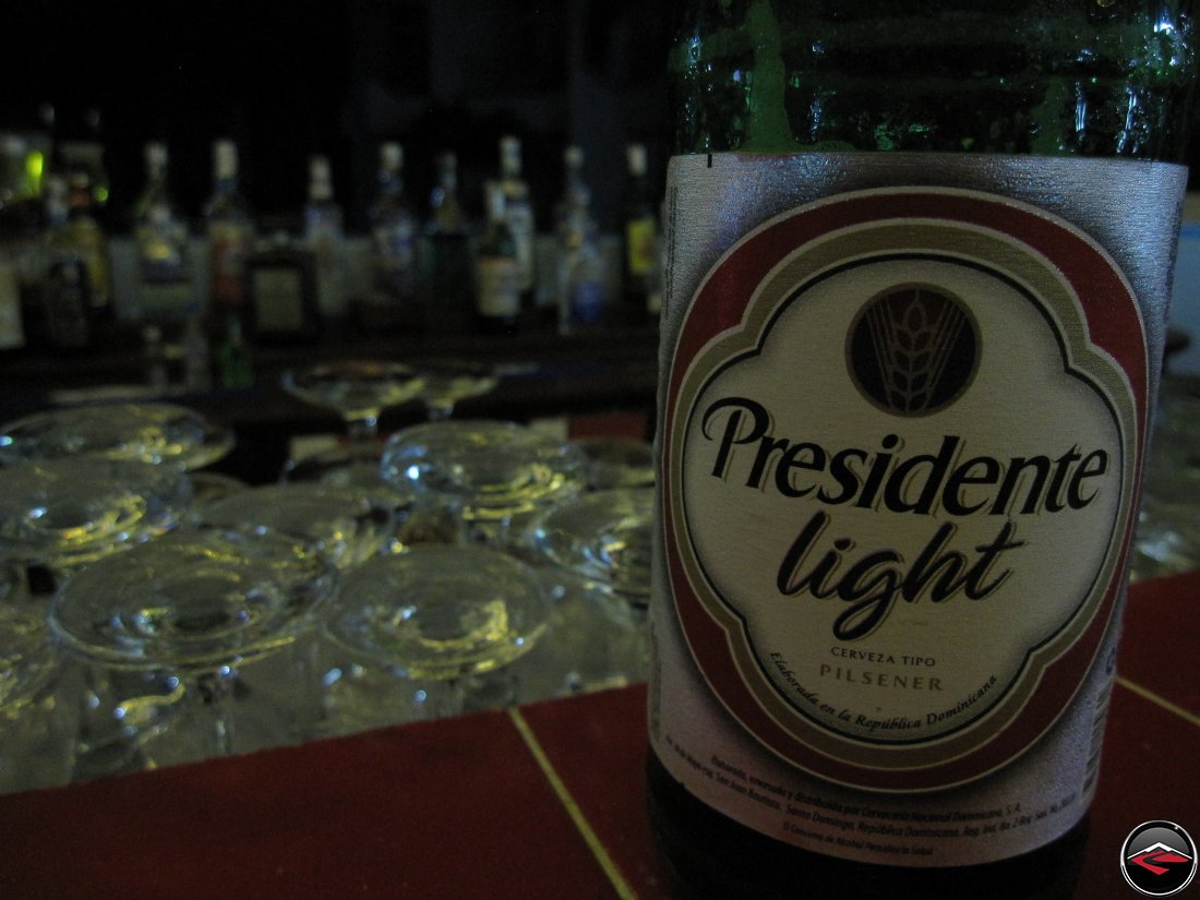 presidente light bottle sitting on the bar