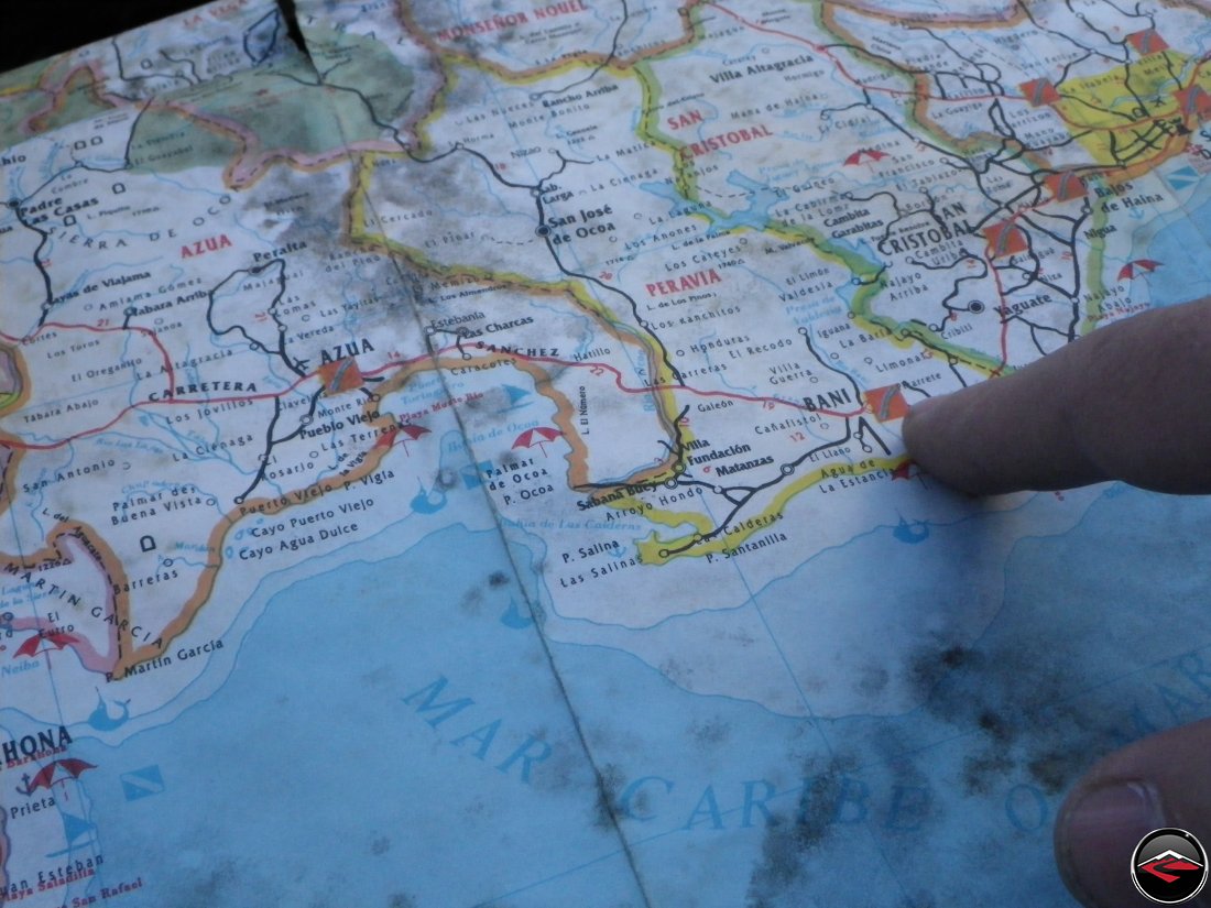 worn road map of the dominican republic