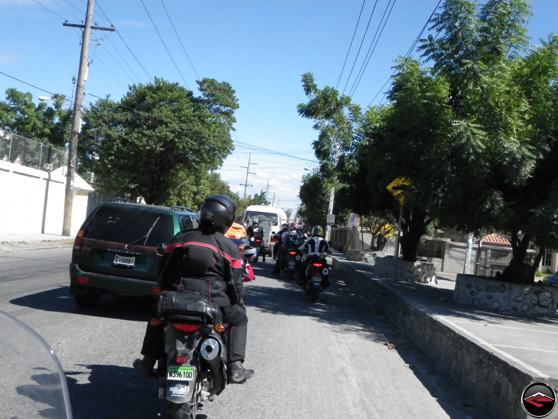 motorcycles navigating heavy dominican republic traffic