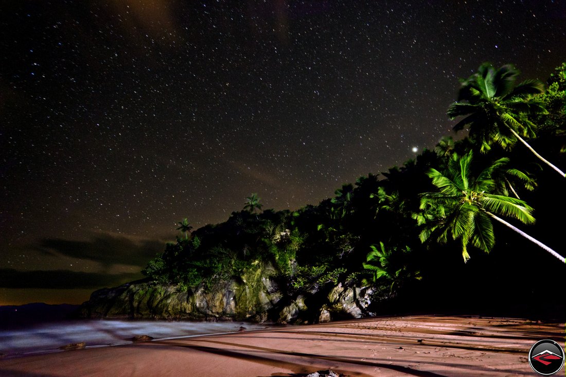 Dominican Republic beach at night under starry sky