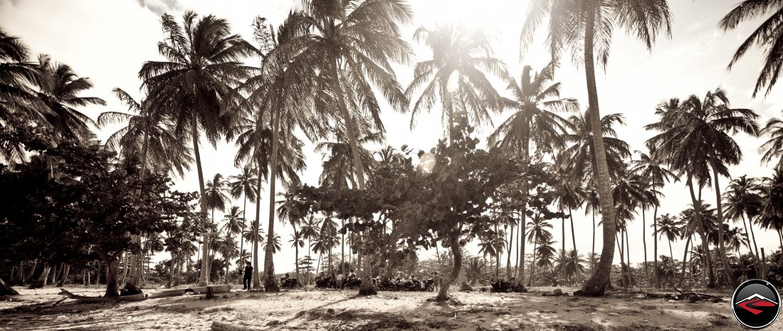 Sepia tone lunch on the beach of the north coast of the Dominican Republic