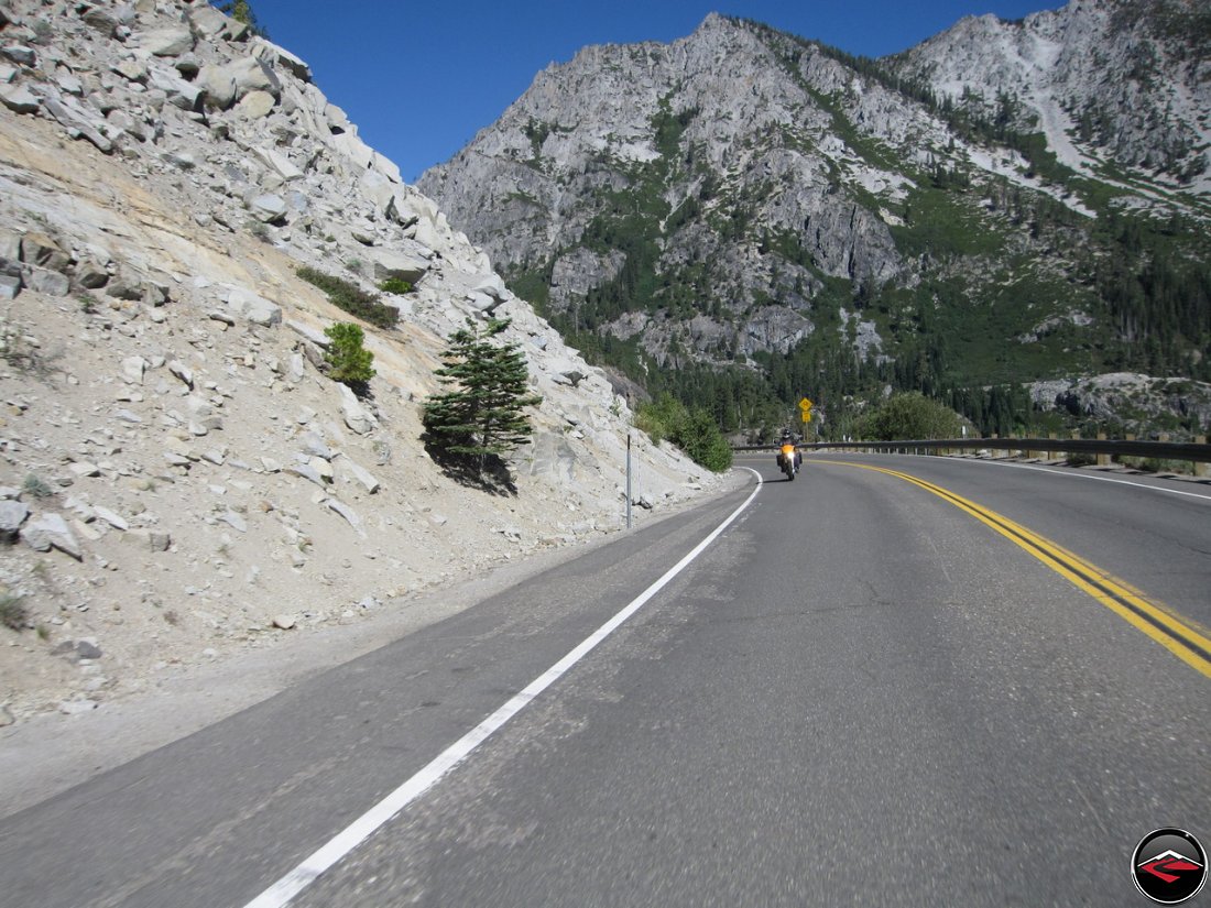 Tom Riding his Buell Ulysses on California Highway 89, Emerald Bay Road, along Lake Tahoe