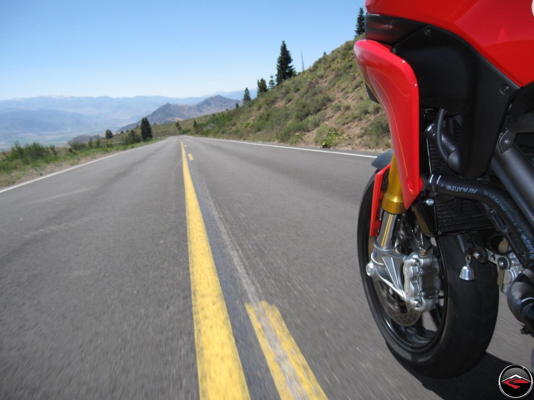 Riding a Ducati Multistrada along the top of California Highway 89, Monitor Pass, Robert M. Jackson Memorial Highway