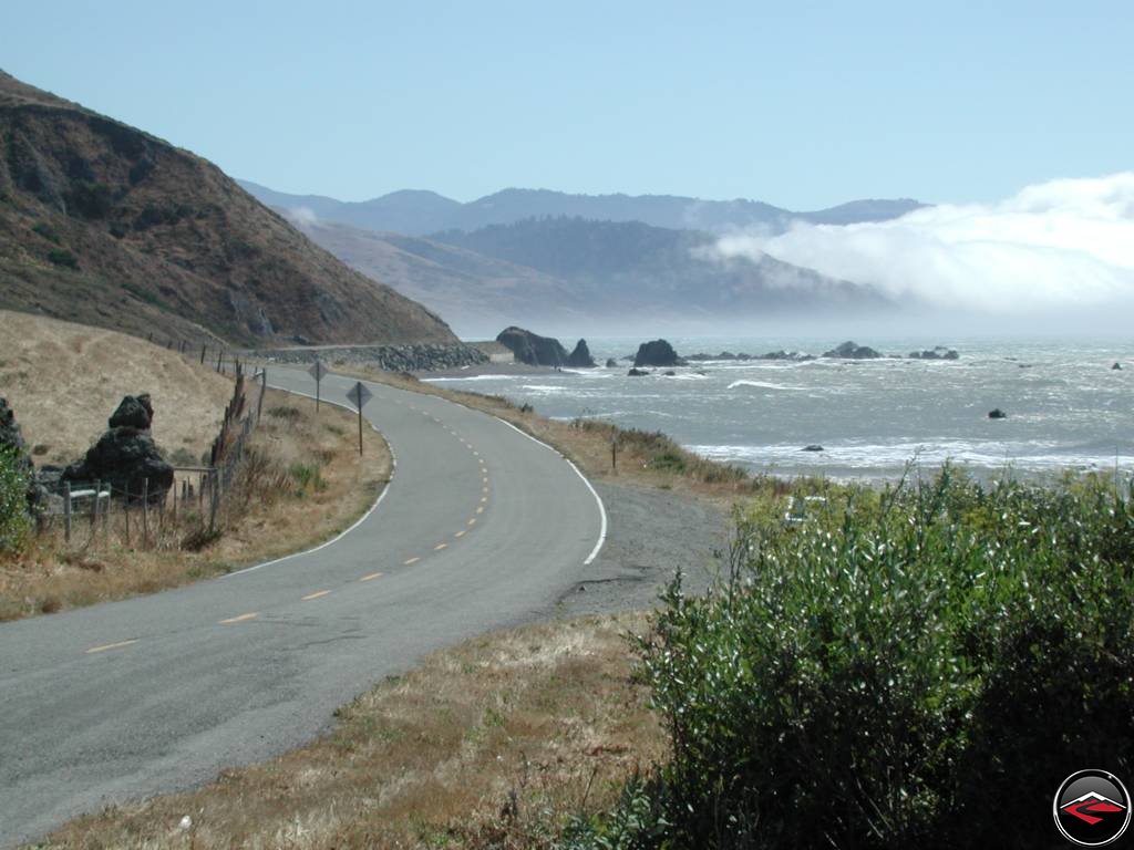 Looking south along Northern California's Mattole Road along the lost coast.