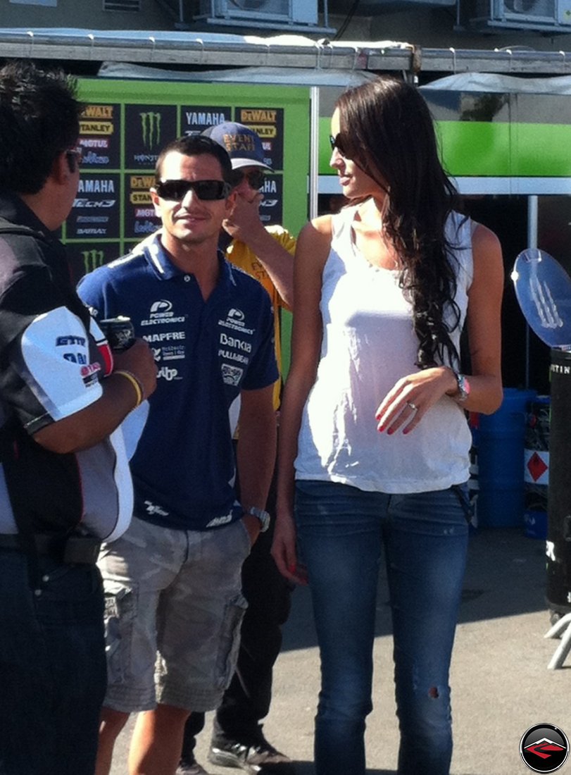 MotoGP racer Randy de Puniet and girlfiend Lauren Vickers at Laguna Seca Raceway in 2012